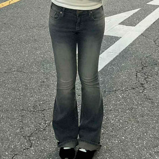 Black Wash Low-Rise Bootcut Denim Pants