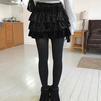 Lucher Suede Mini Skirt/Velvet Skirt/Velvet Skirt/Suede Skirt/Mini Tiered/Layered/Frill Skirt/Elastic Waist Skirt/Pleated Skirt/Shorts
