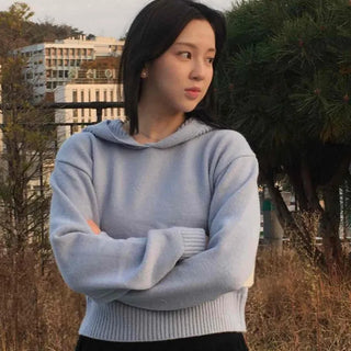 Soft Hooded Crop Knit