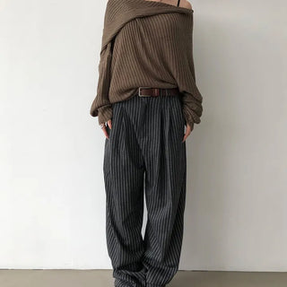 Stripe Curved Slacks | Stripe Curved Slacks