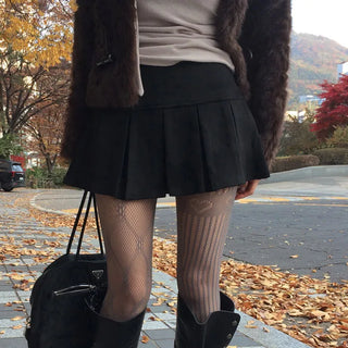 Eleven Suede Pleated Skirt Pants