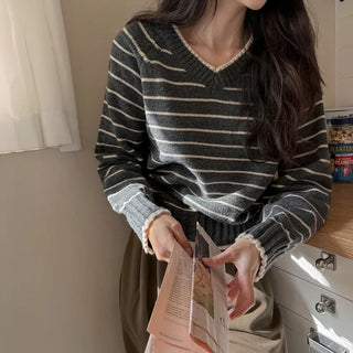 Annie Striped V-neck Knit