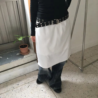 Glossy Layered Midi Skirt