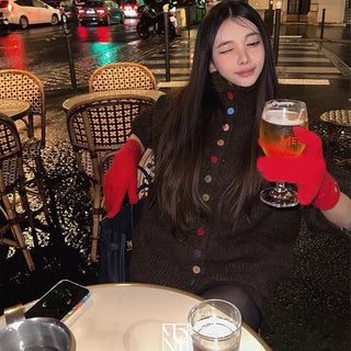 Made with Wool Mag High-Neck Knit Cardigan
