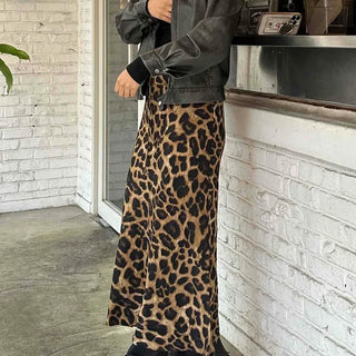 Vintage Leopard Mermaid Maxi Skirt