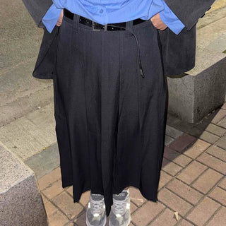 French Mood Pleated Detail Long Skirt