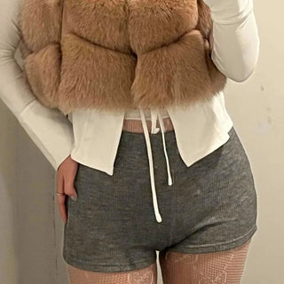 Cozy Ribbed Knit Spandex Shorts