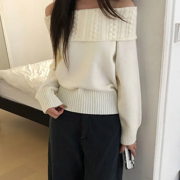 Puer Off-Shoulder Knit Scarf Set