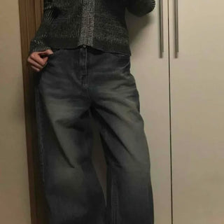 Vintage Washed High-Waisted Super Wide Denim Pants