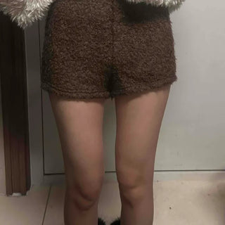 Boucle Texture High-Waisted Slim Fit Mini Shorts