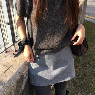 Cover Collar Short Sleeve Knit