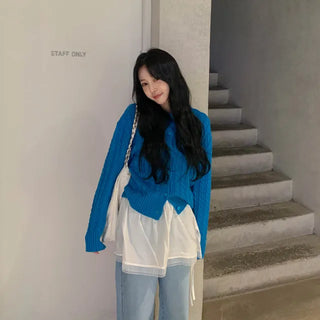 Punched cable round cardigan