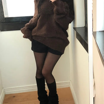 Honey Off-Shoulder Loose Fit Winter Knit