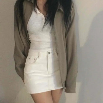 Minimal Denim Pocket Detail Mini Skirt