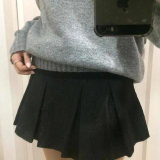 Cozy Delicate Fit Corduroy Flare Mini Skirt