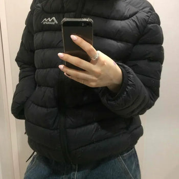 Oversized Turtleneck Horizontal Quilted Short Lightweight Padded Jacket