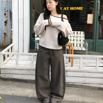 Kishi Studded Pocket Fleece-Lined Wide Pants