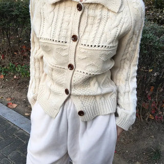 Cable Knit Collar Cardigan