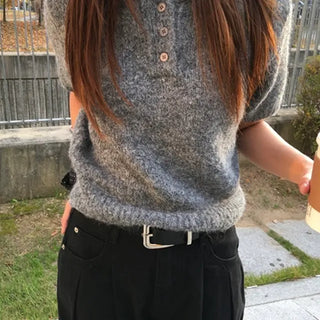 *Domestic/High Quality* Moody Collared Short Sleeve Knit