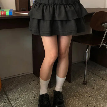 Faker Frill Culottes Mini Skirt/Frill Skirt/Tiered Skirt Pants/Undershorts/Layered/Striped