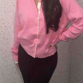 Soft Campus Look Round Neck Button Knit Cardigan