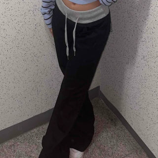 Color Block Elastic Waist Semi-Bootcut Training Pants