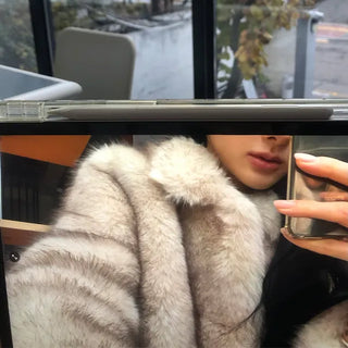 Two-tone Collared Fur Jacket