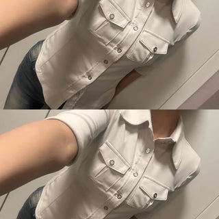 Daily Flap Pocket Short Sleeve Slim Fit Cotton Shirt