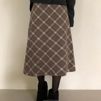 Mabo Vintage Brushed Check H Long Skirt