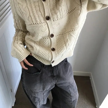 *Domestic/High Quality* Cable Knit Heart Cardigan