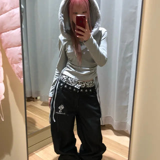 shirring fur hoodie