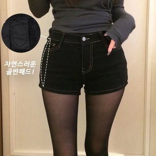 Kudis Pocket Black Shorts [Double Fleece Lined, Hip Pads]