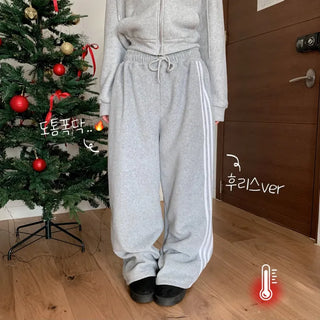 [Hot/High Density!!] Fleece Oversized Wide Track Training Long Pants