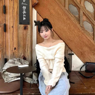Bi-Off-Shoulder Wide Point Knit