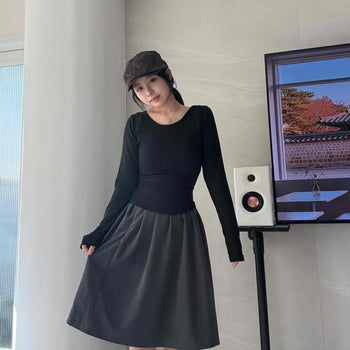 Classic Voluminous A-Line Midi Skirt