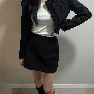 Basic Simple Slim Fit H-Line Mini Skirt