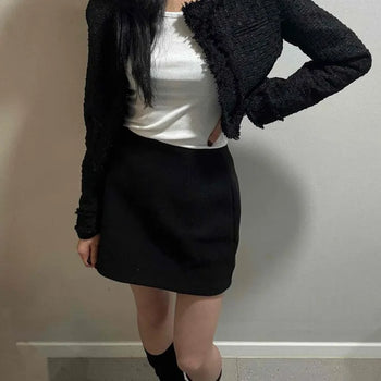 Basic Simple Slim Fit H-Line Mini Skirt
