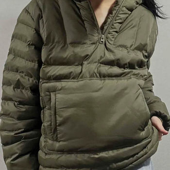 Campus Look Kangaroo Pocket Half Zip Short Padded Jacket