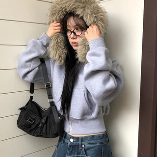 Hiri Fur Fleece Zip-Up Hoodie