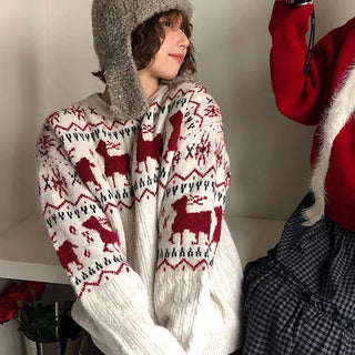 Hugging Snowflake Nordic Loose Fit Cable Knit