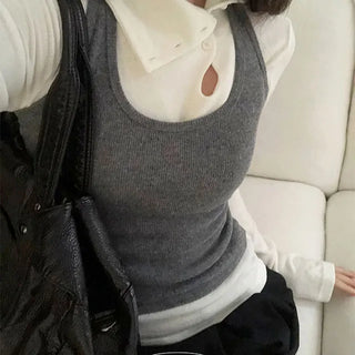 Kira Fleece-lined Halterneck Layered Sleeveless