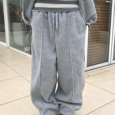 Double Fleece String Jogger Pintuck Pants