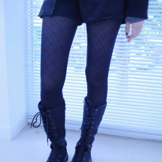 Glass check pattern stockings