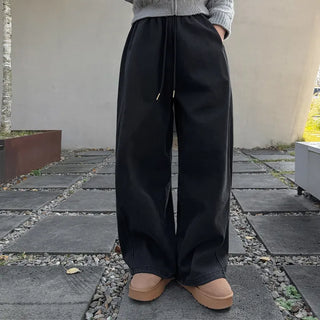 Derek Denim Fleece-lined Wide Elastic Waist Pants