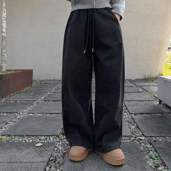 Derek Denim Fleece-lined Wide Elastic Waist Pants