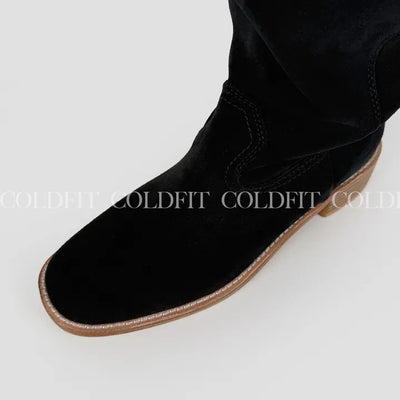 Black Suede Wide Boots