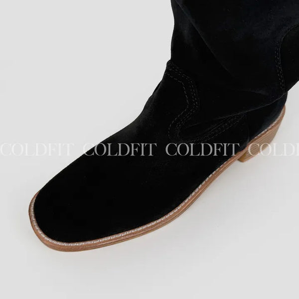 Black Suede Wide Boots