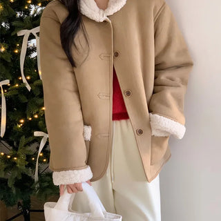 Suede Shearling Jacket Half Coat