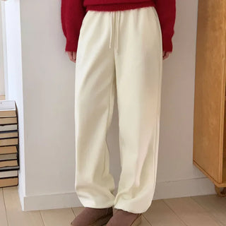 Thick Two-way Elastic Waist Wide Pants