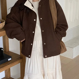 Avant-garde Oversized High-Neck Winter Wool Field Jacket Jumper